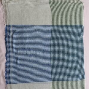 Striped and Checkered Scarf in Blue and Green